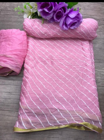 PINK SEMI CHIFFON LEHARIYA