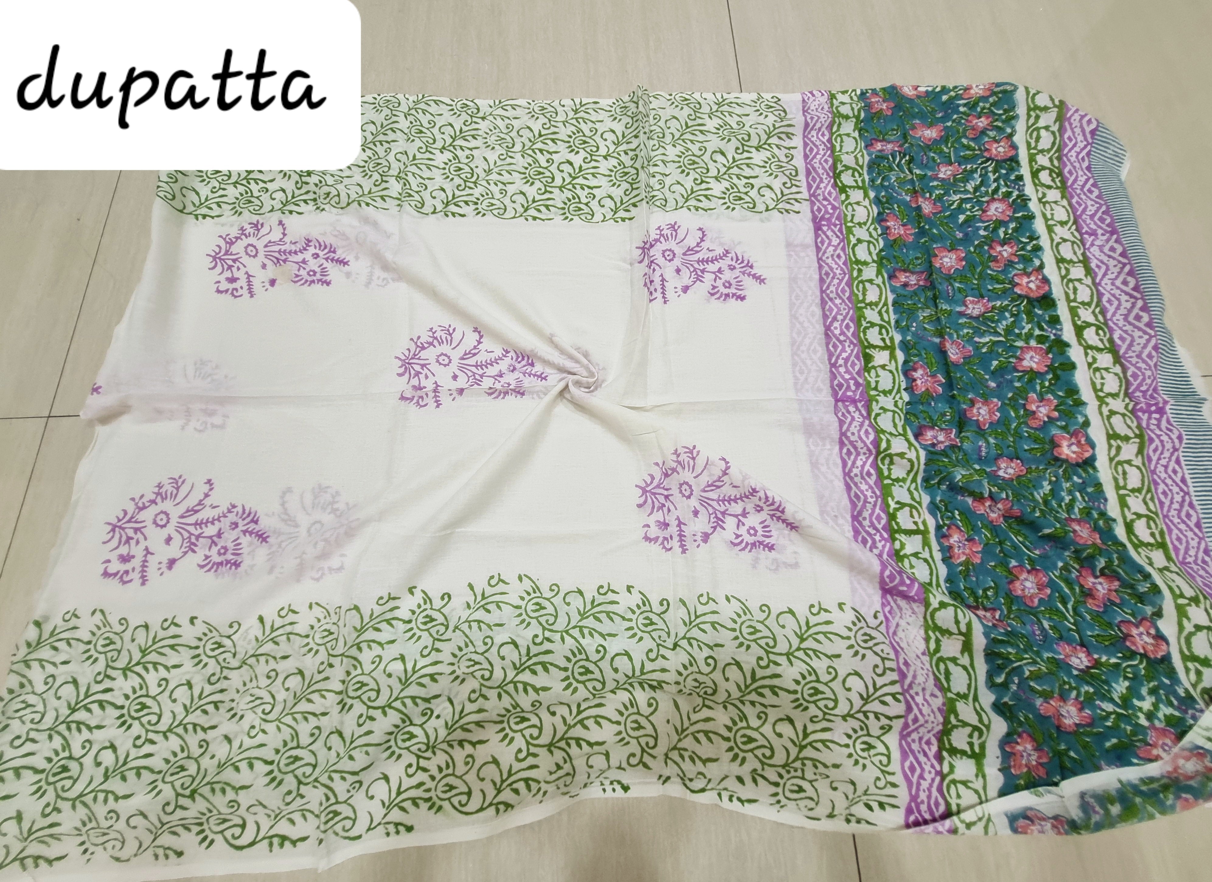 कॉटन हैंडब्लॉक ड्रेस सामग्री