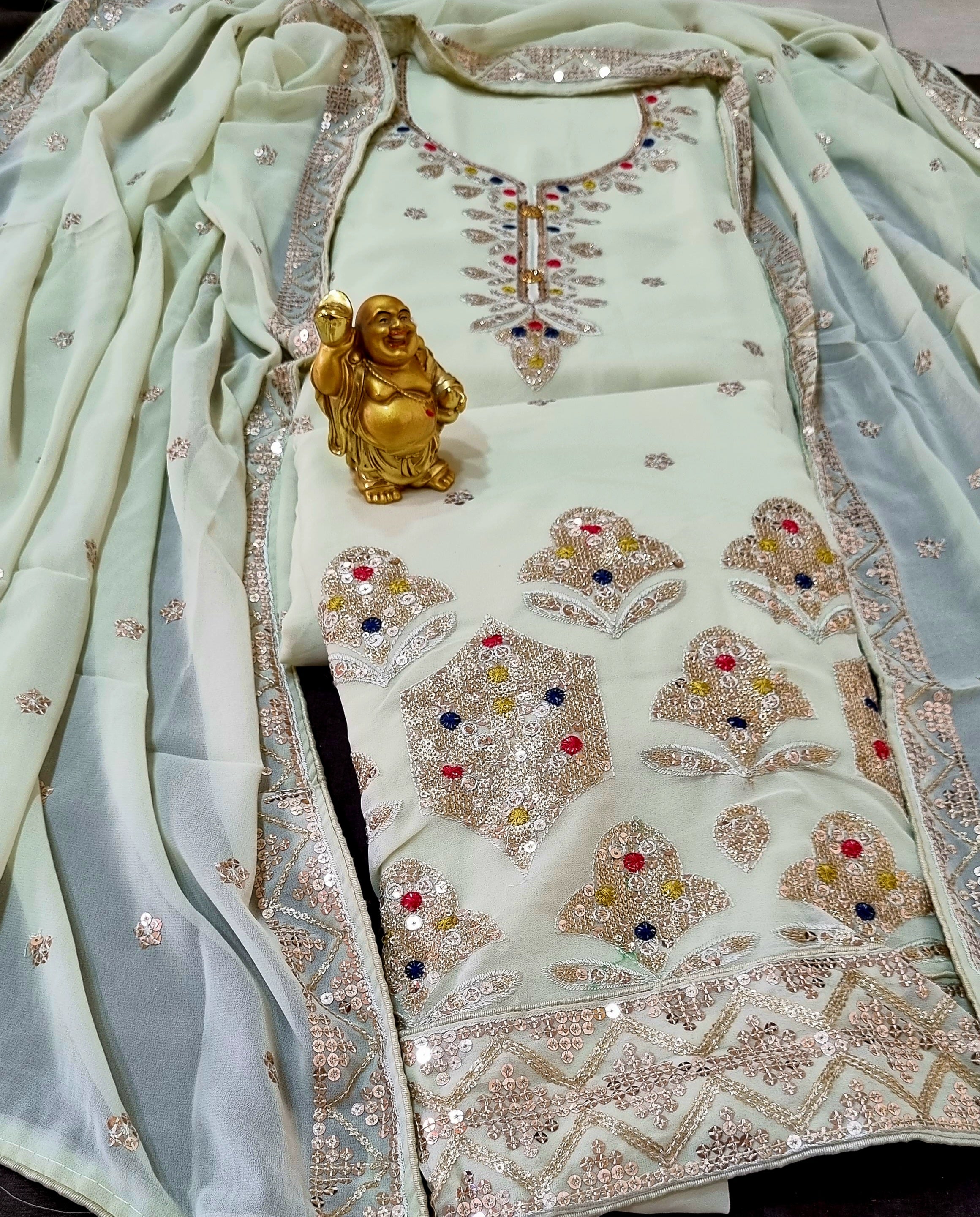 PURE GEORGETTE SEQUENCE WORK DRESS MATERIAL