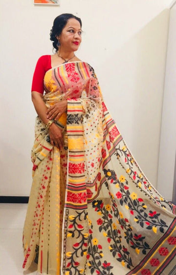 BEIGE Dhakai jamdani saree