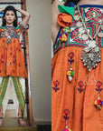 PRINTED MULTICOLOR DESIGNER KEDIA WITH A HARMONY OF COLORS AND MATCHING TULIP PANTS