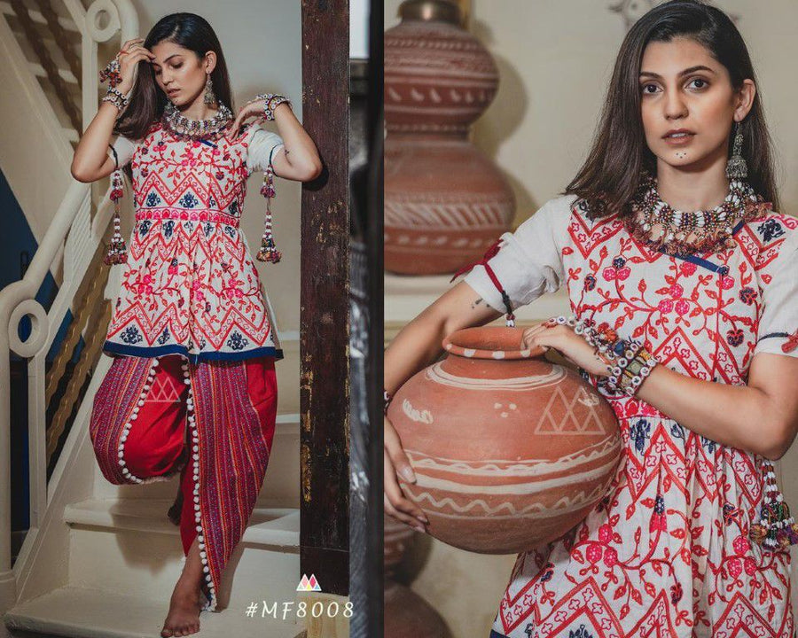 PRINTED MULTICOLOR DESIGNER KEDIA WITH A HARMONY OF COLORS AND MATCHING TULIP PANTS