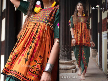 PRINTED MULTICOLOR DESIGNER KEDIA WITH A HARMONY OF COLORS AND MATCHING TULIP PANTS