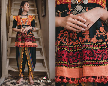 PRINTED MULTICOLOR DESIGNER KEDIA WITH A HARMONY OF COLORS AND MATCHING TULIP PANTS