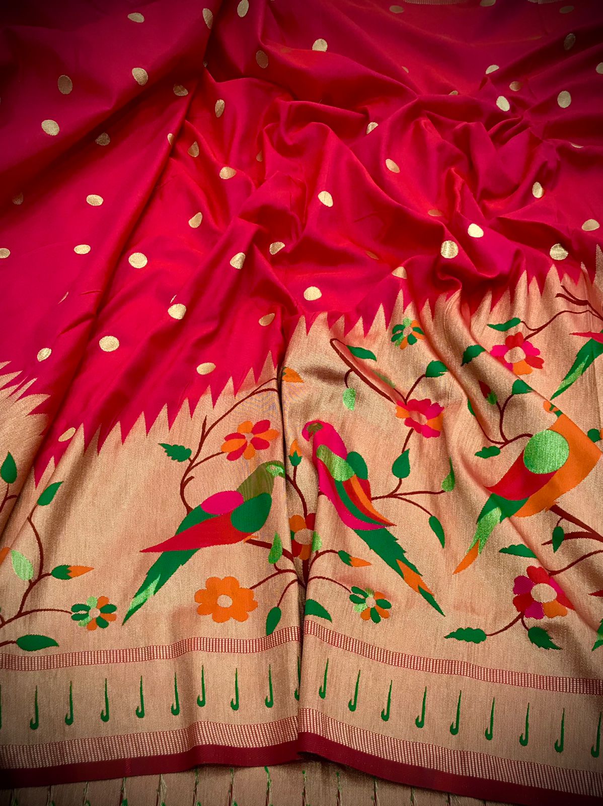 Pure silk Paithani Weaving with Half Half Concept