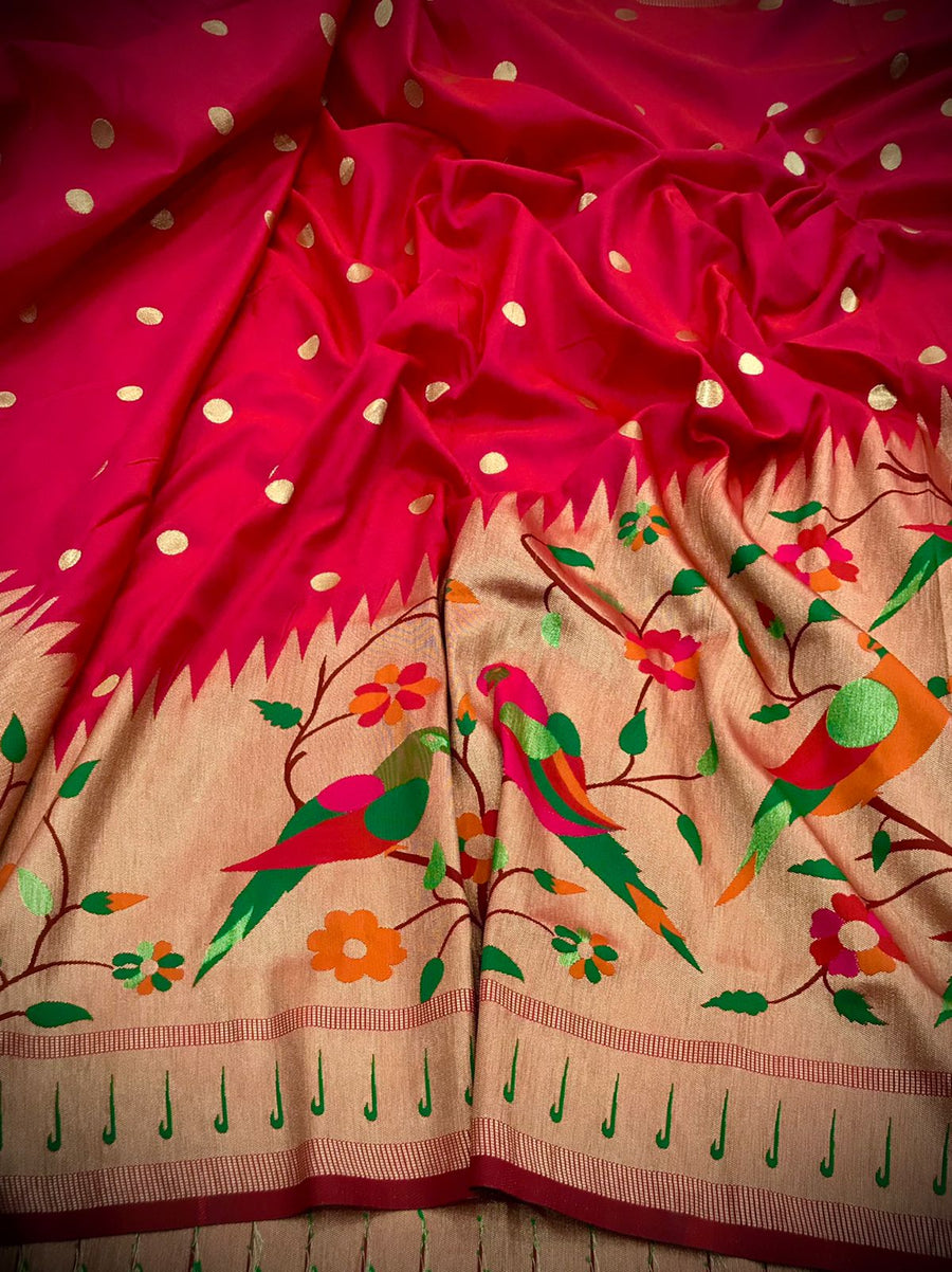 Pure silk Paithani Weaving with Half Half Concept