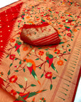 Pure silk Paithani Weaving with Half Half Concept