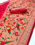 Pure silk Paithani Weaving with Half Half Concept