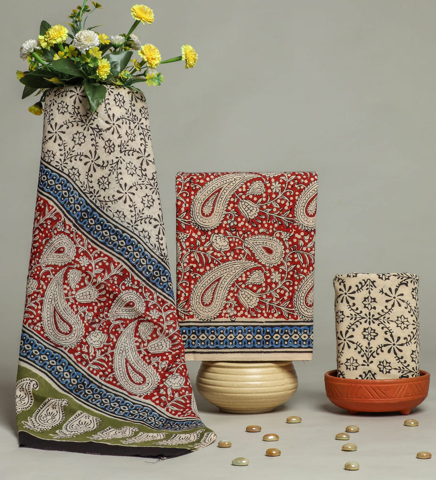 Pure cotton hand block printed suits with Cotton Dupatta