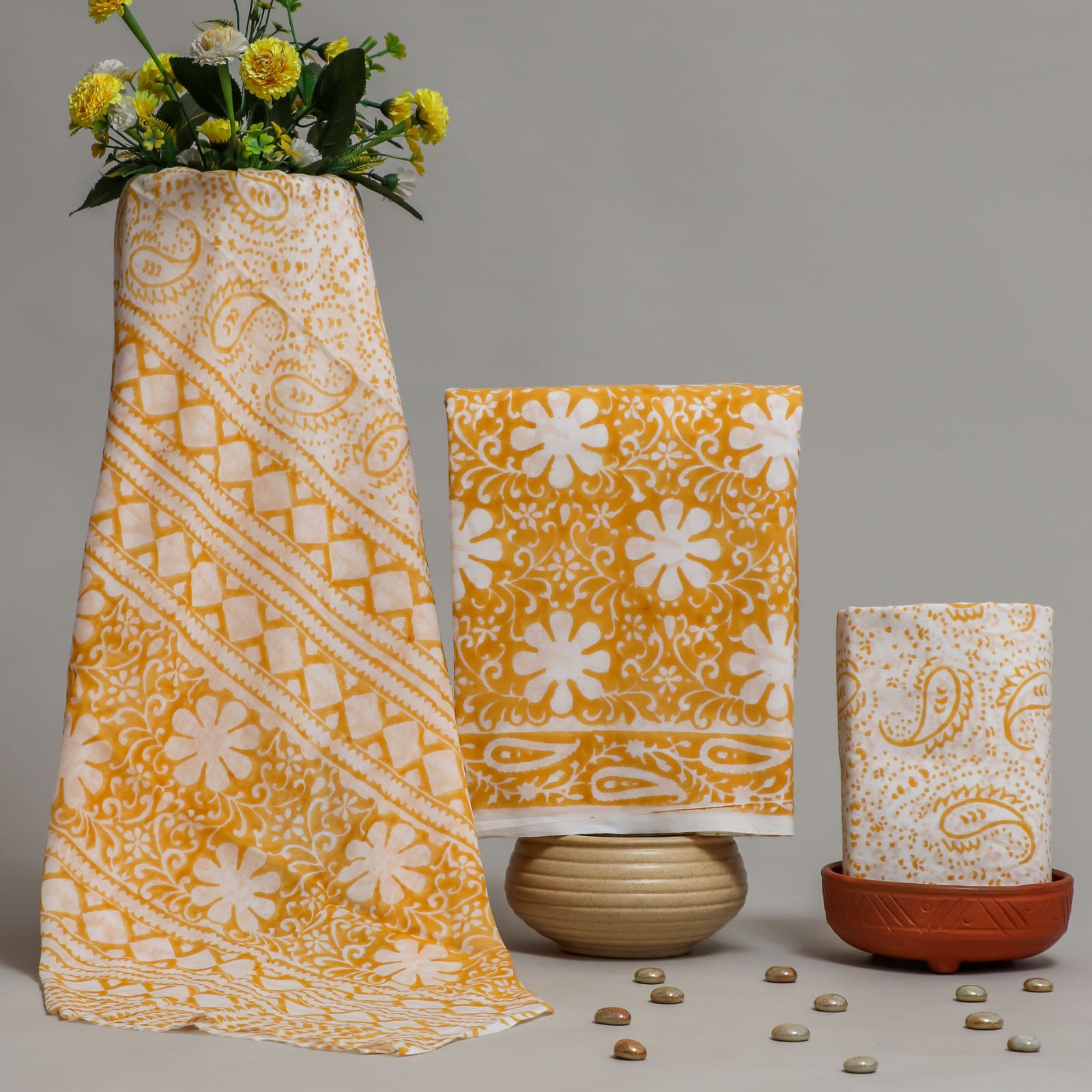 Pure cotton hand block printed suits with Cotton Dupatta