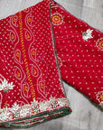 Karwachauth special Chunri  with Jaipuri print saree