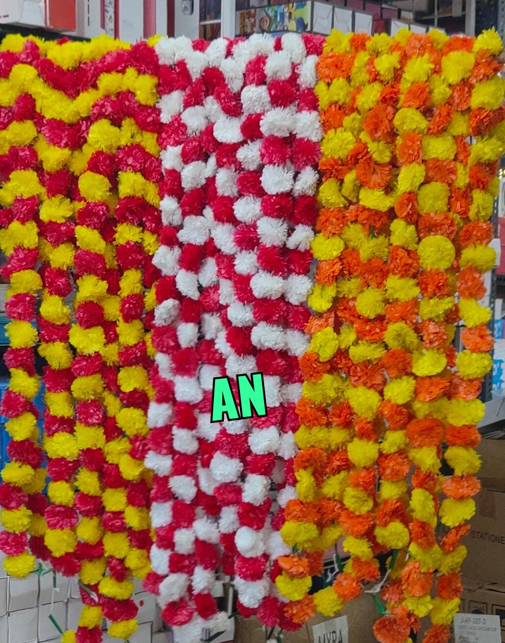 Artificial marigold flower string