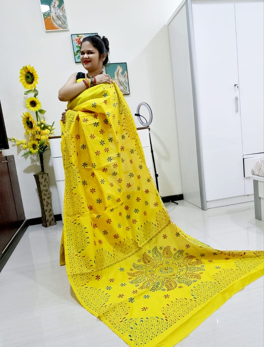 Kantha work saree