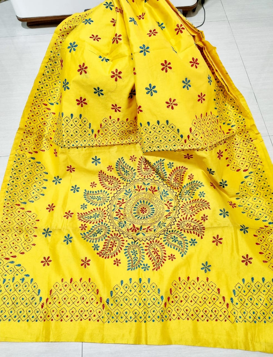 Kantha work saree