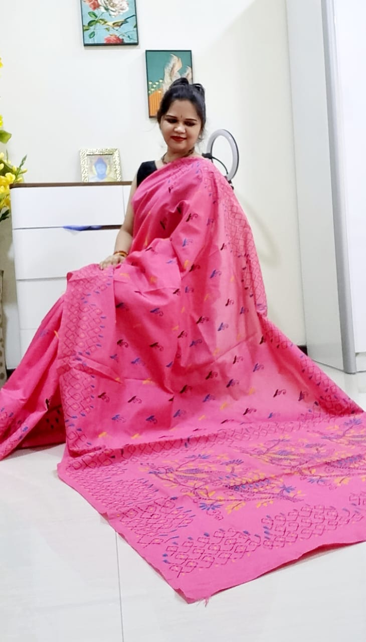 Kantha work saree