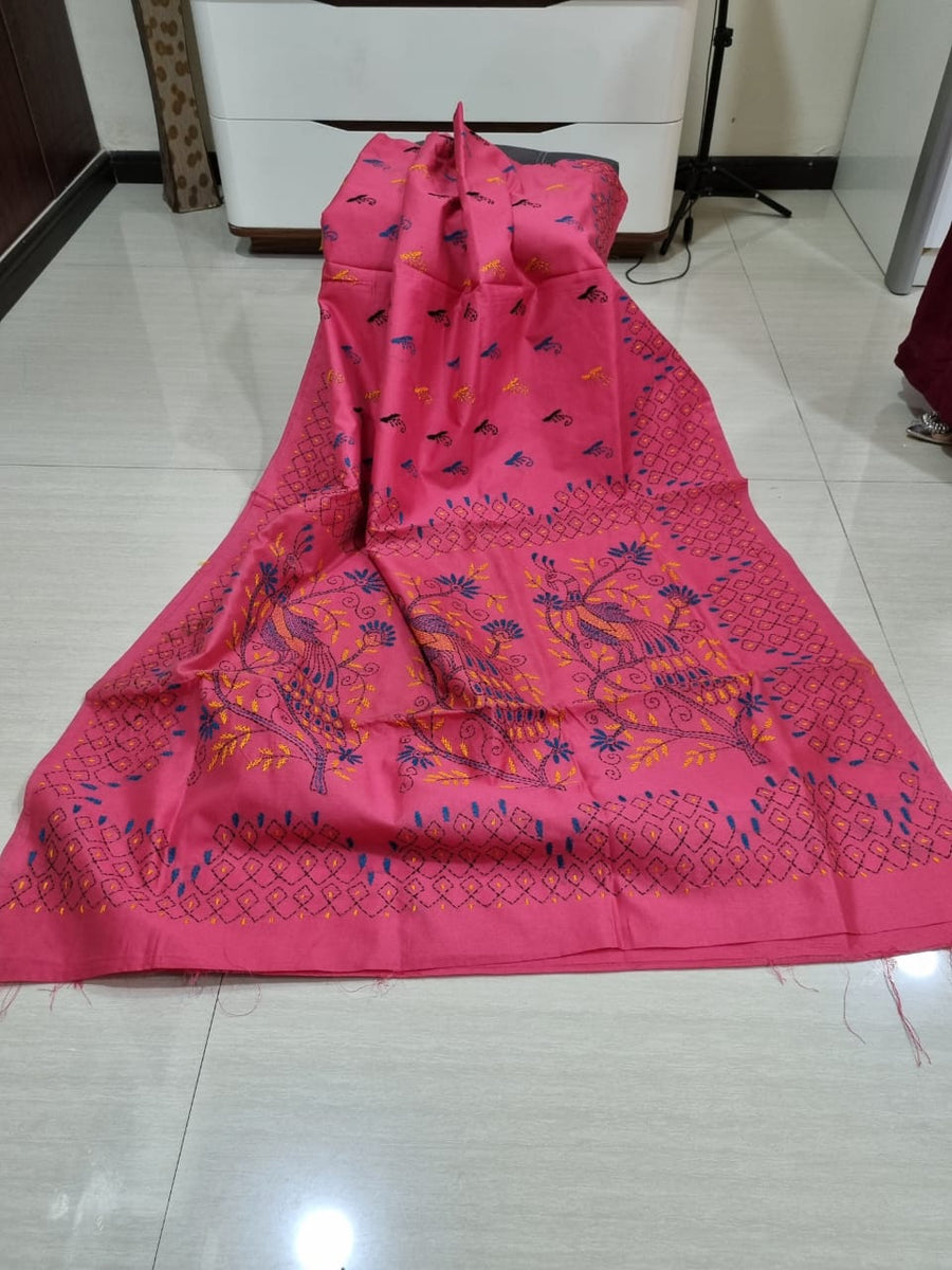 Kantha work saree