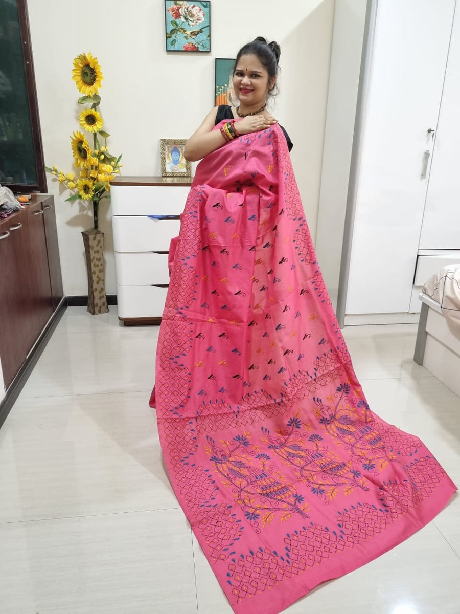 Kantha work saree