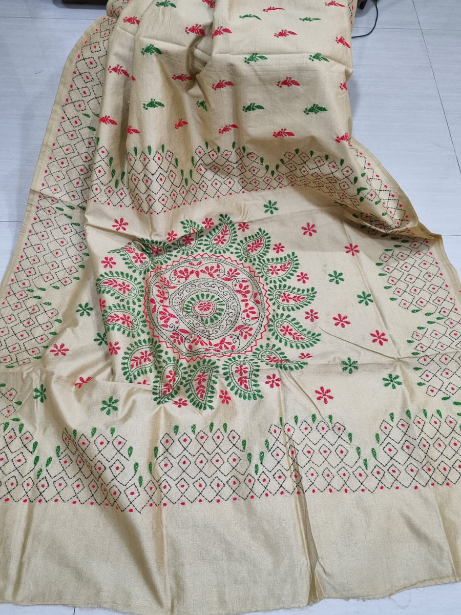 Kantha work saree