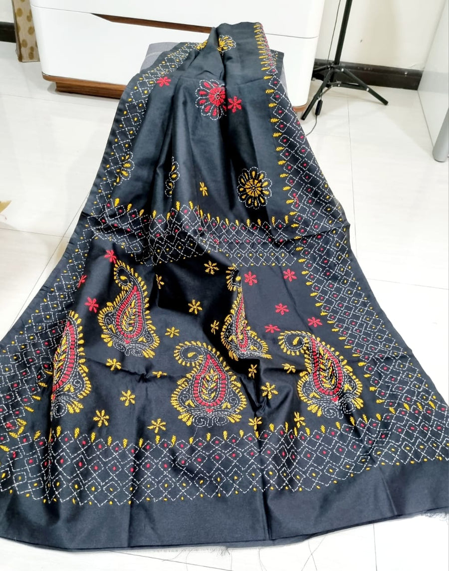 Kantha work saree