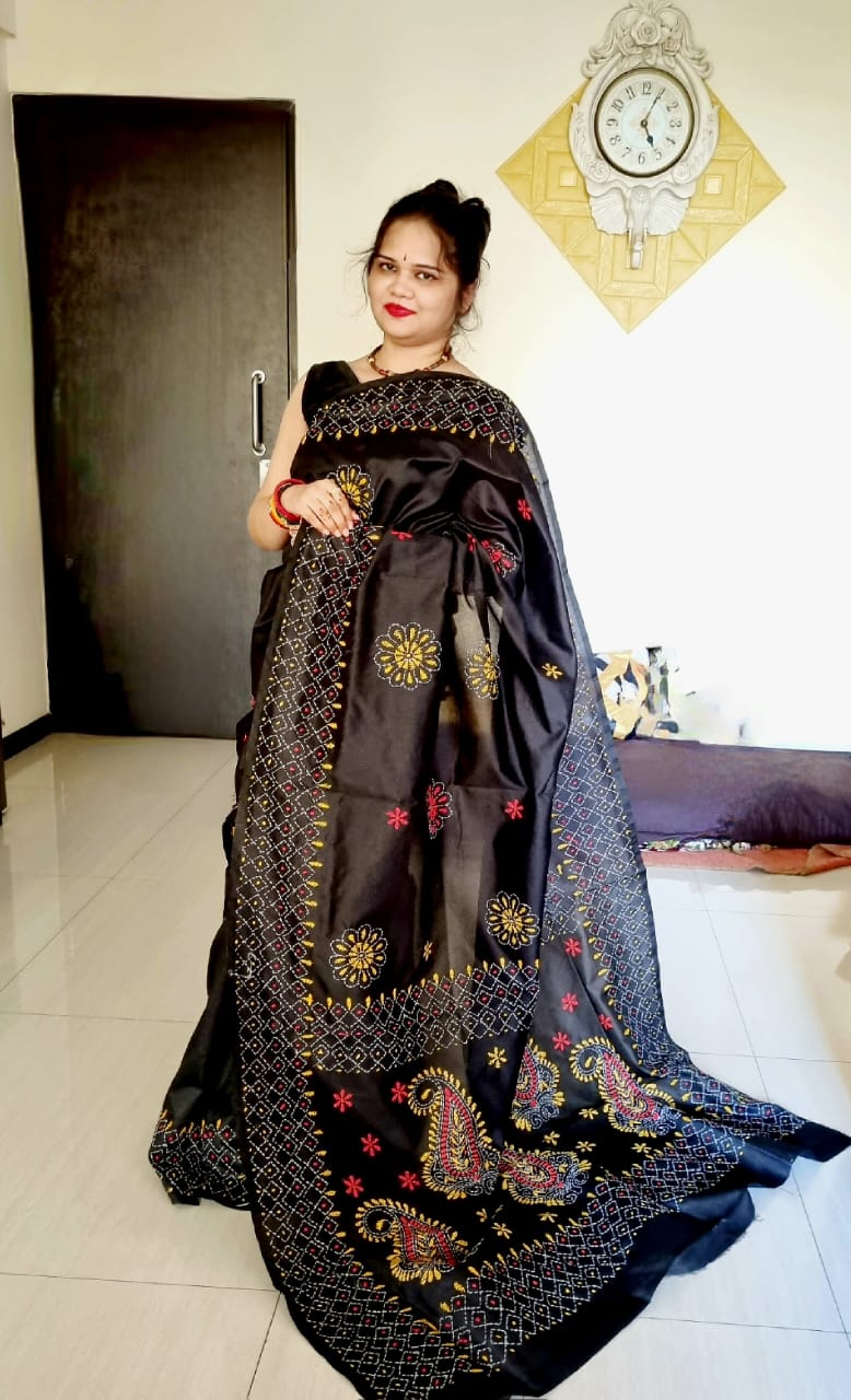 Kantha work saree