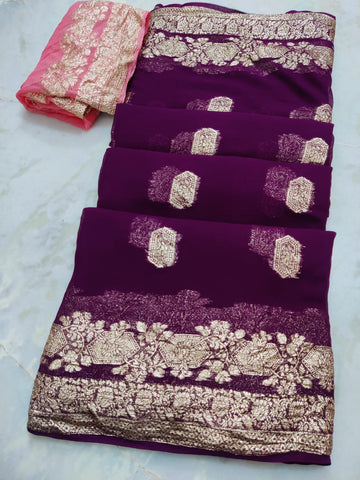 Pure Georgette Zari Saree