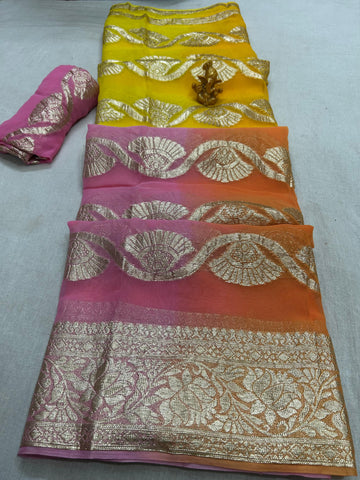 Pure Georgette Zari Saree