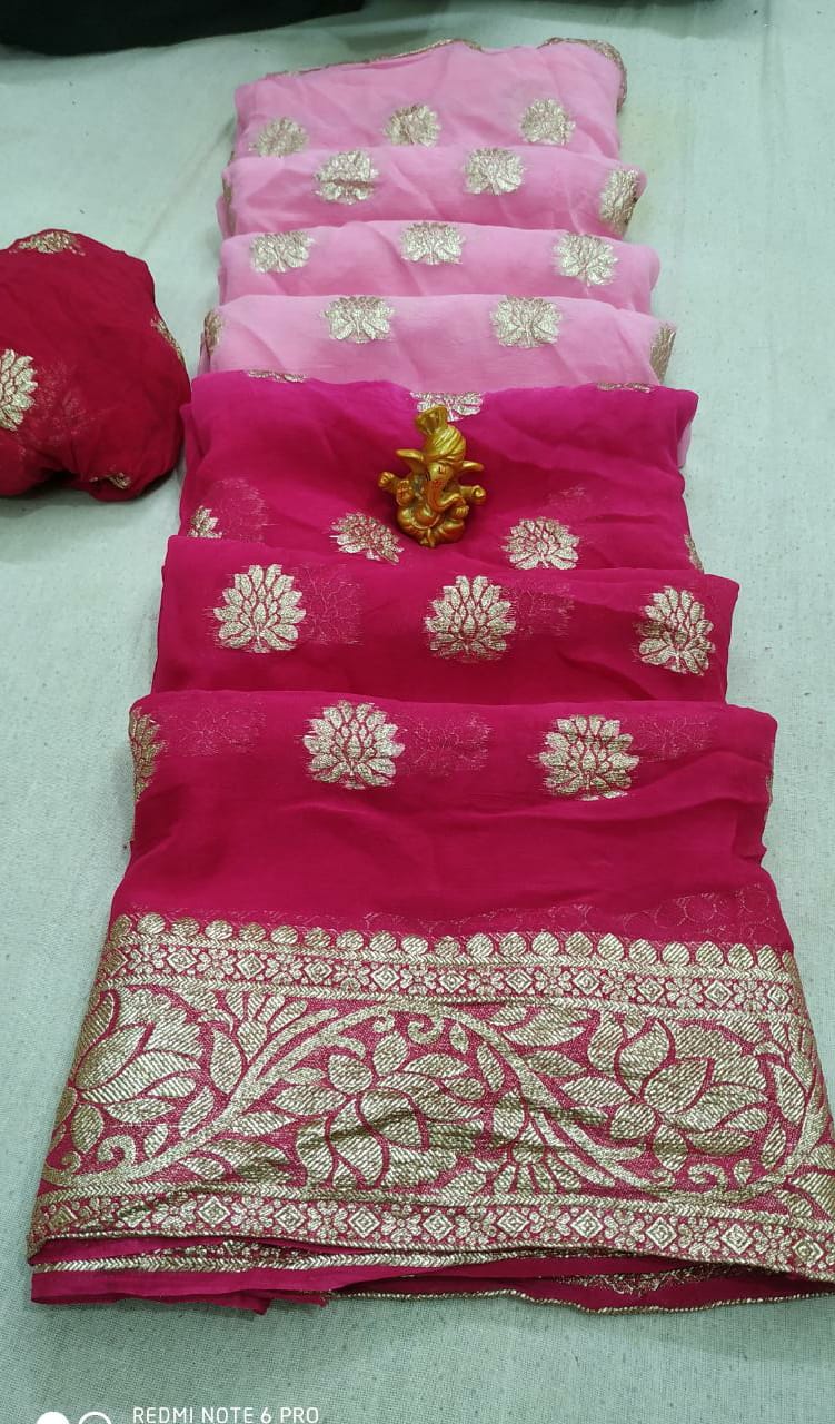 Pure Georgette Zari Saree
