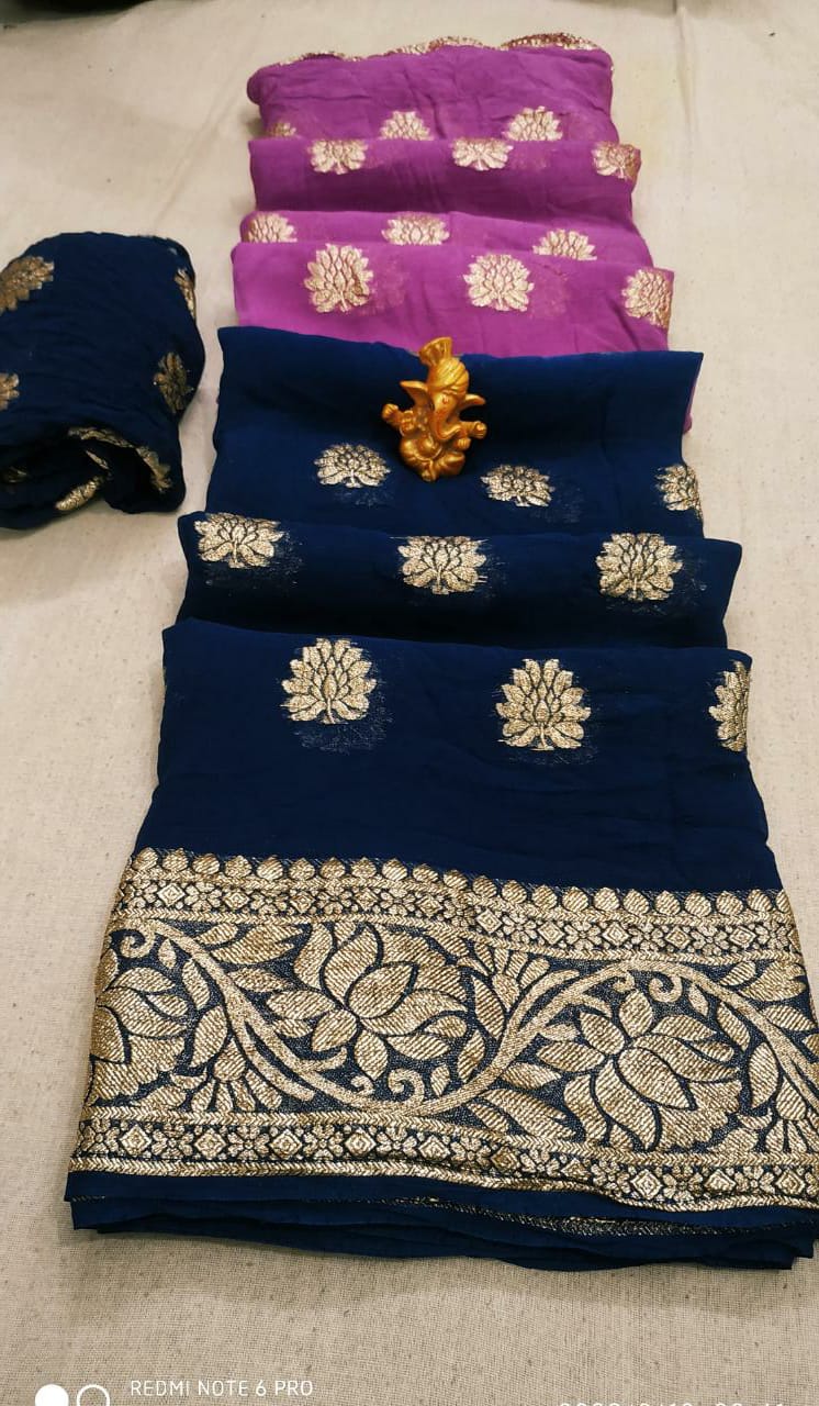 Pure Georgette Zari Saree