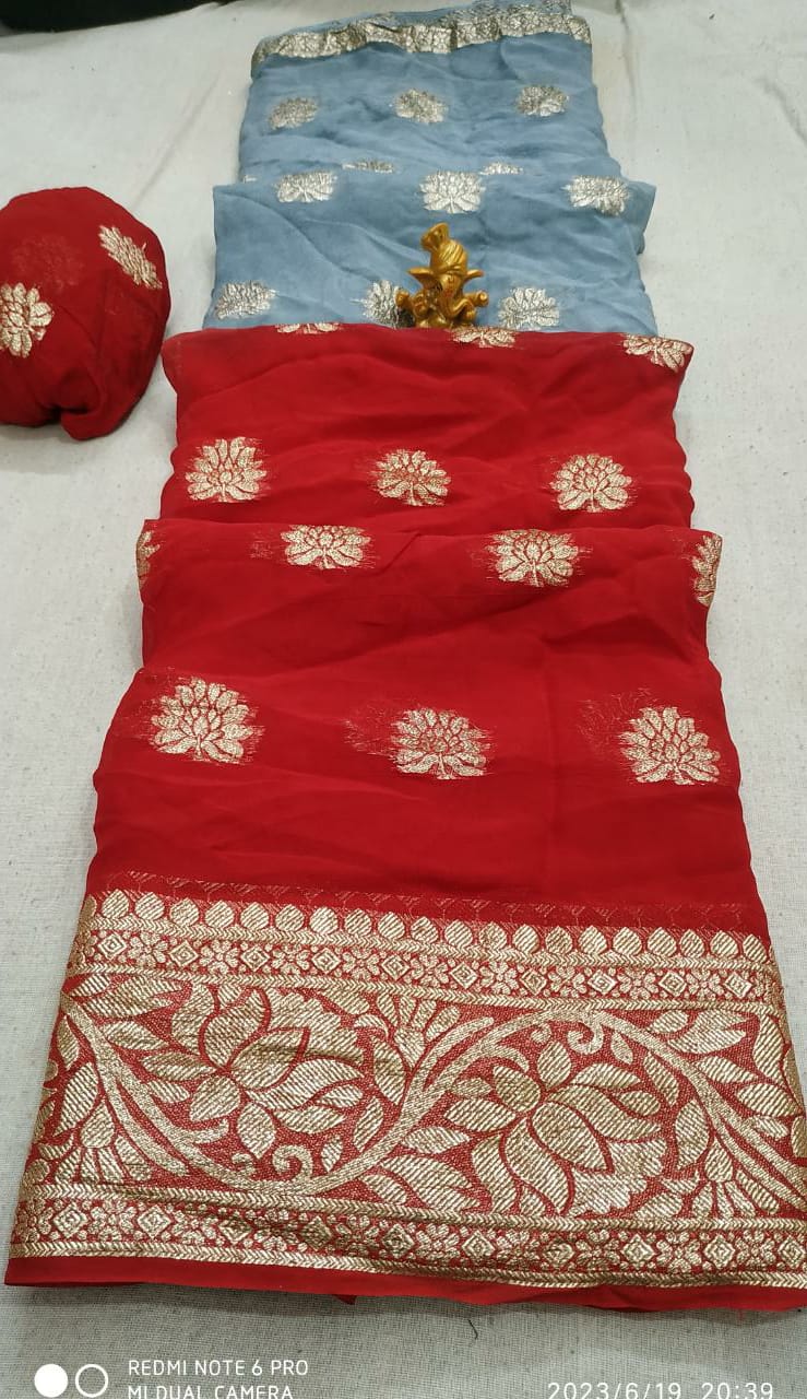 Pure Georgette Zari Saree