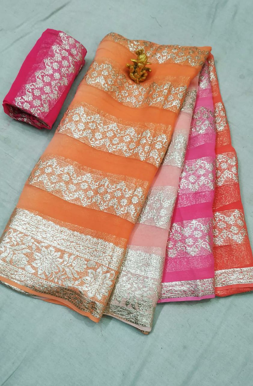 Pure Georgette Zari Saree