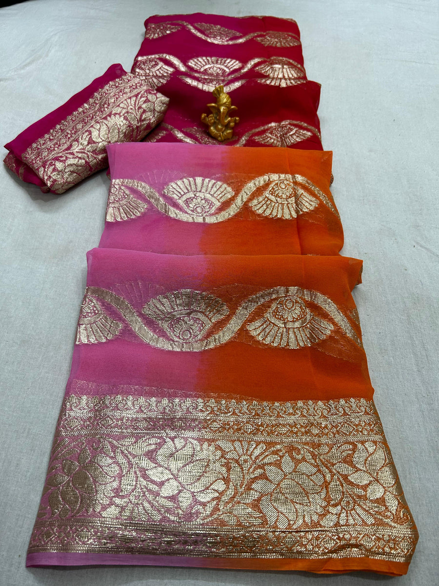 Pure Georgette Zari Saree