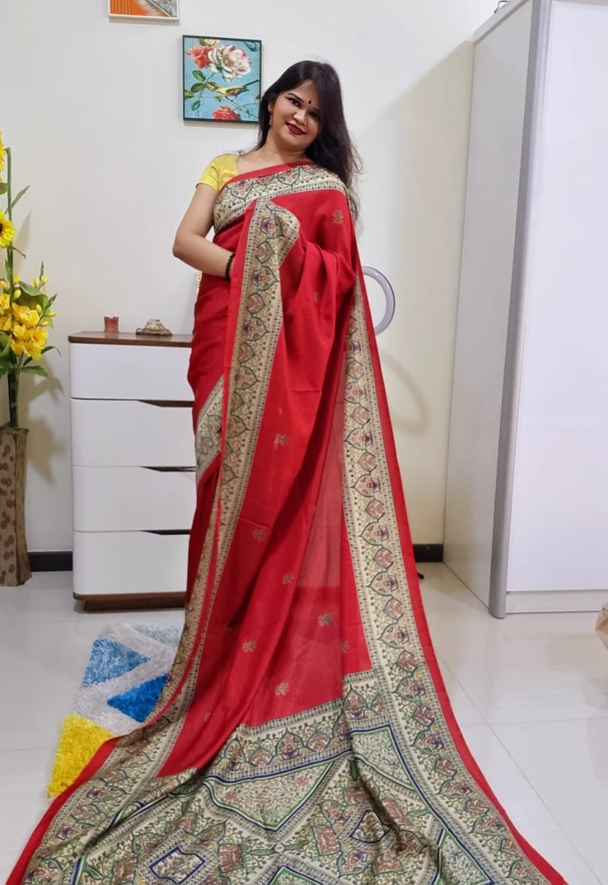 Digital printed Kashmiri silk saree