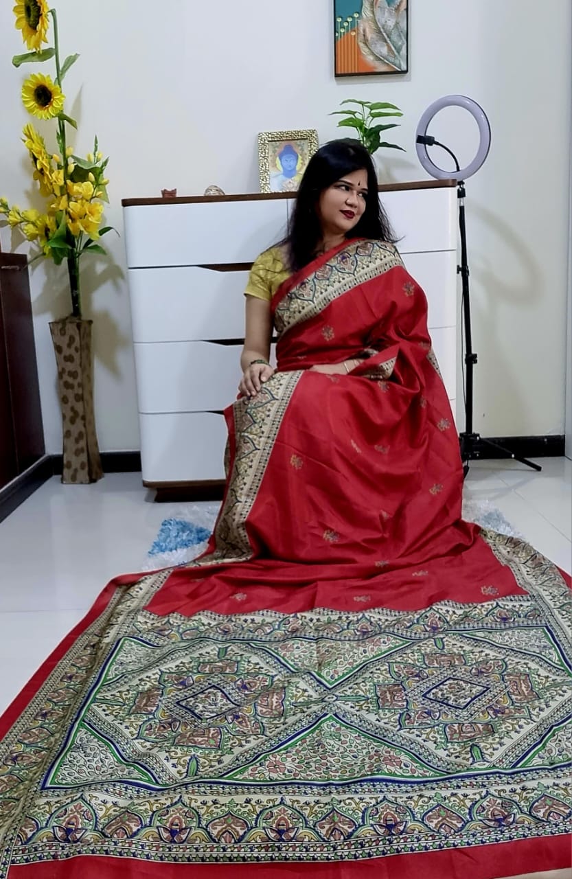 Digital printed Kashmiri silk saree