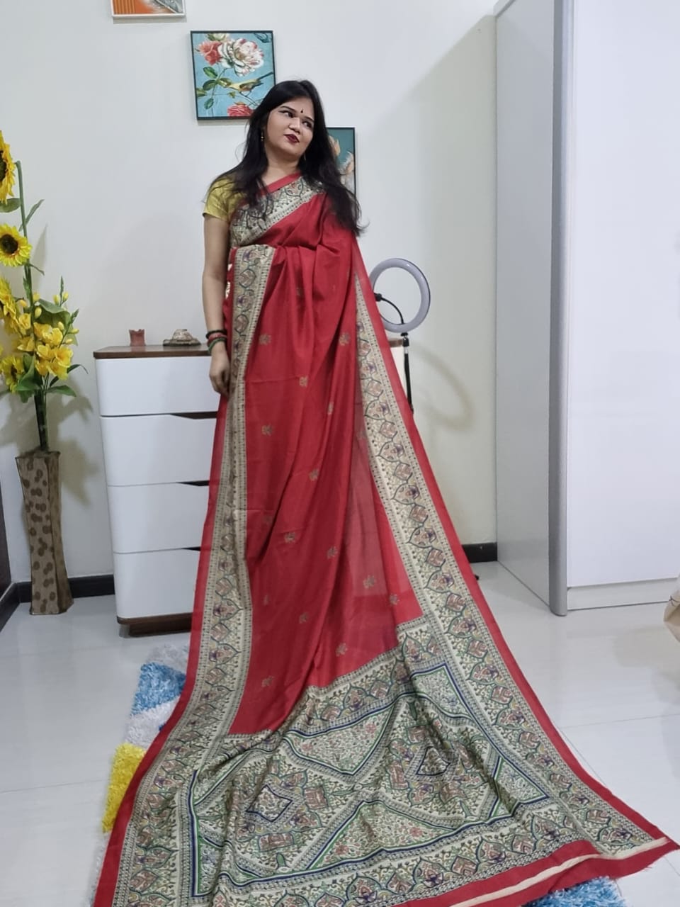 Digital printed Kashmiri silk saree