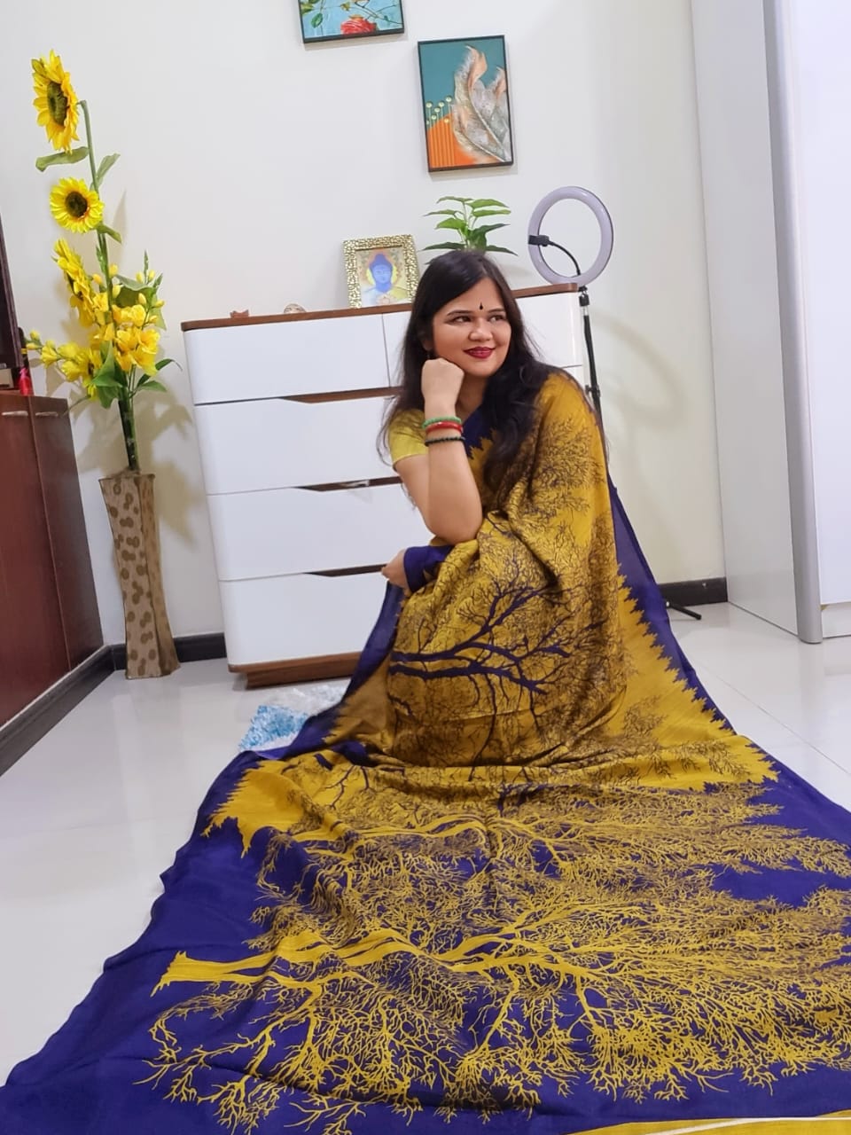 Digital printed Kashmiri silk saree