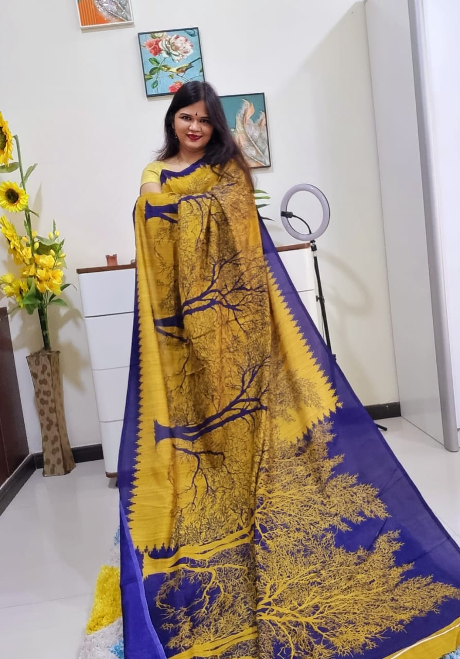 Digital printed Kashmiri silk saree