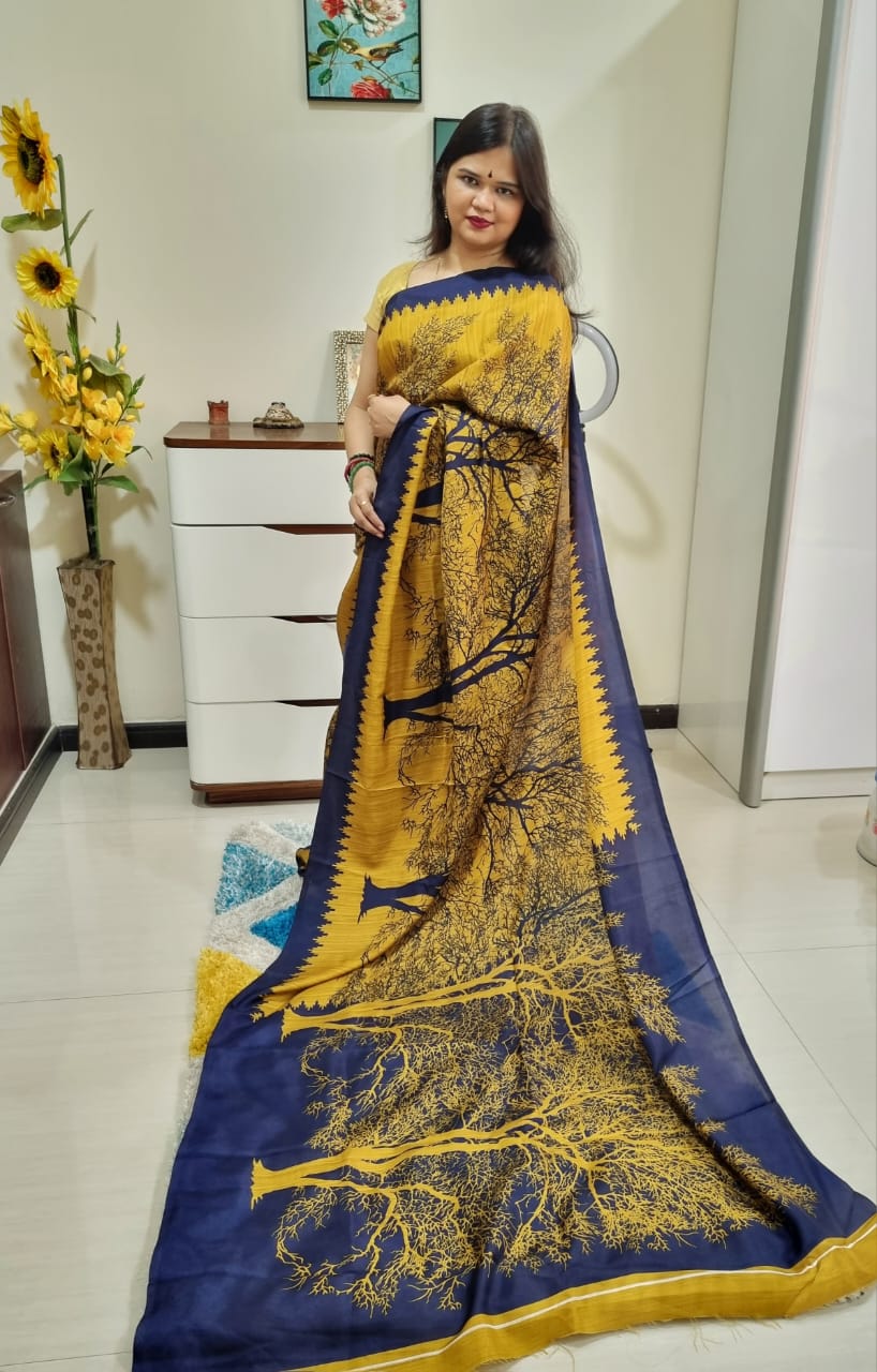Digital printed Kashmiri silk saree