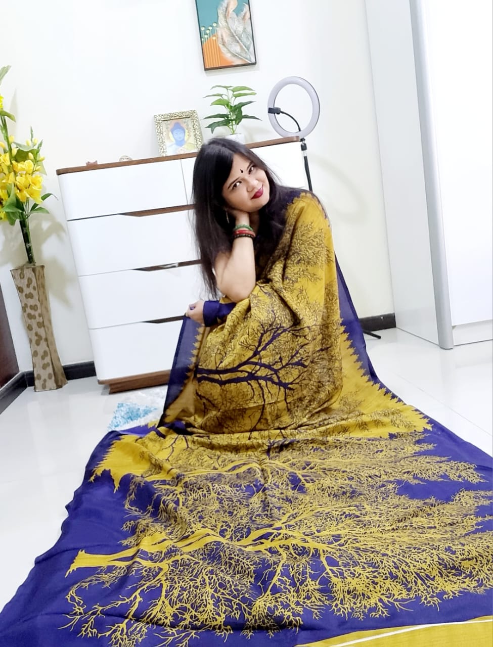 Digital printed Kashmiri silk saree