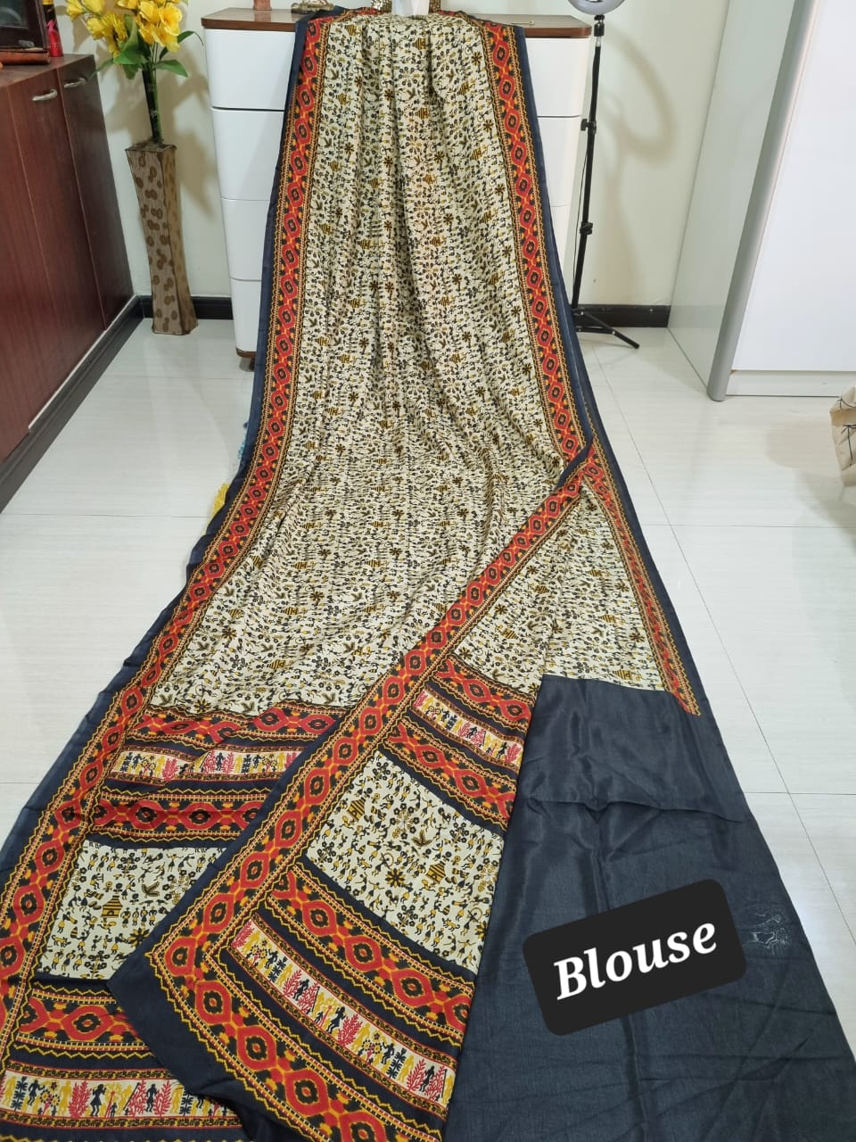 Digital printed Kashmiri silk saree