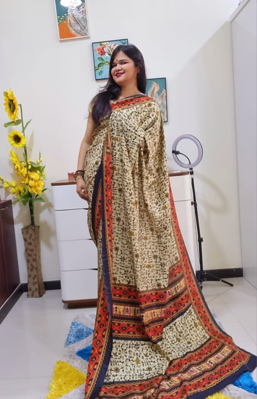 Digital printed Kashmiri silk saree