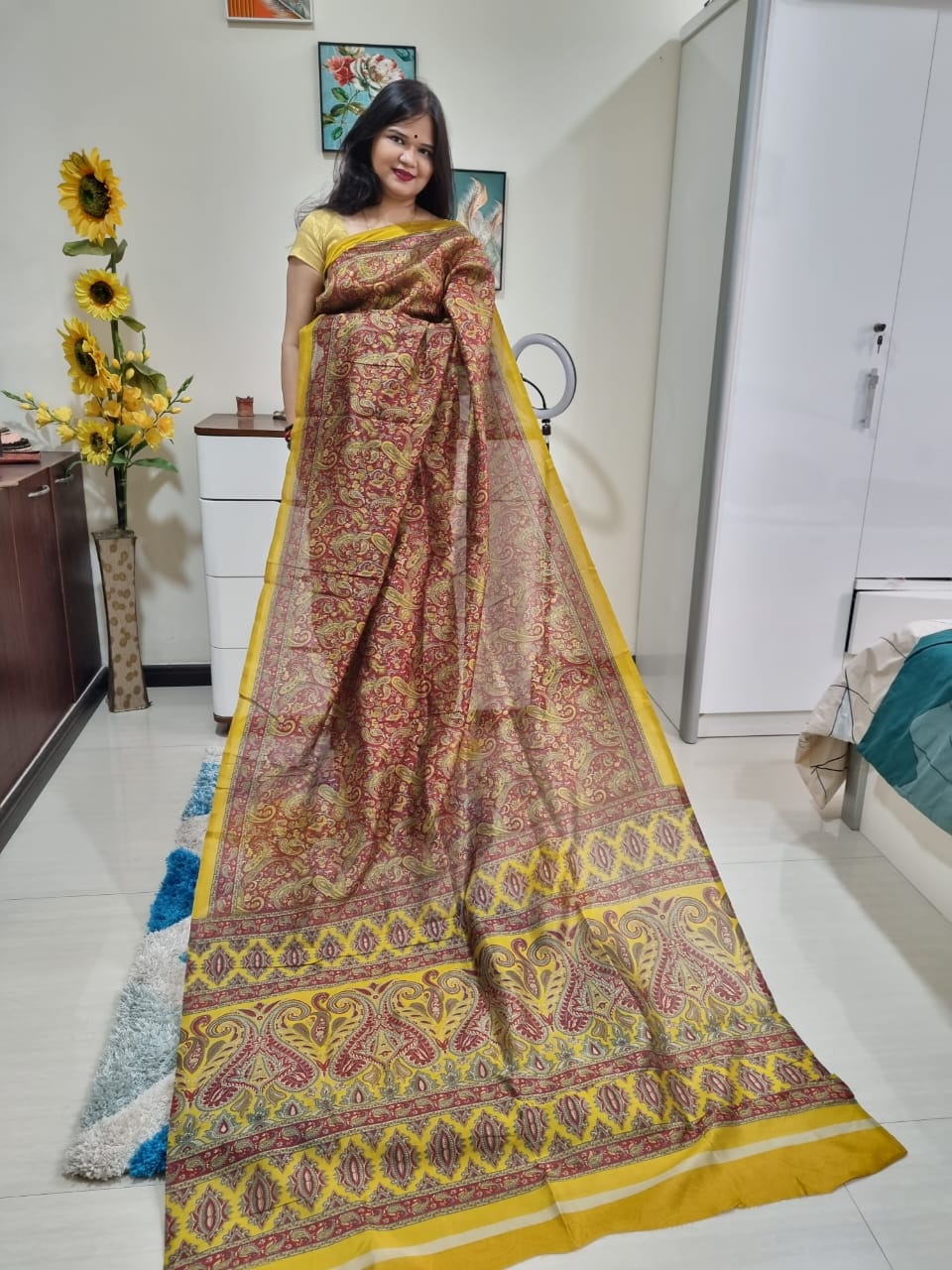 Digital printed Kashmiri silk saree