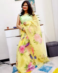 SUMMER SPECIAL FLOWER PRINT ORGANZA SAREE