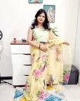 SUMMER SPECIAL FLOWER PRINT ORGANZA SAREE