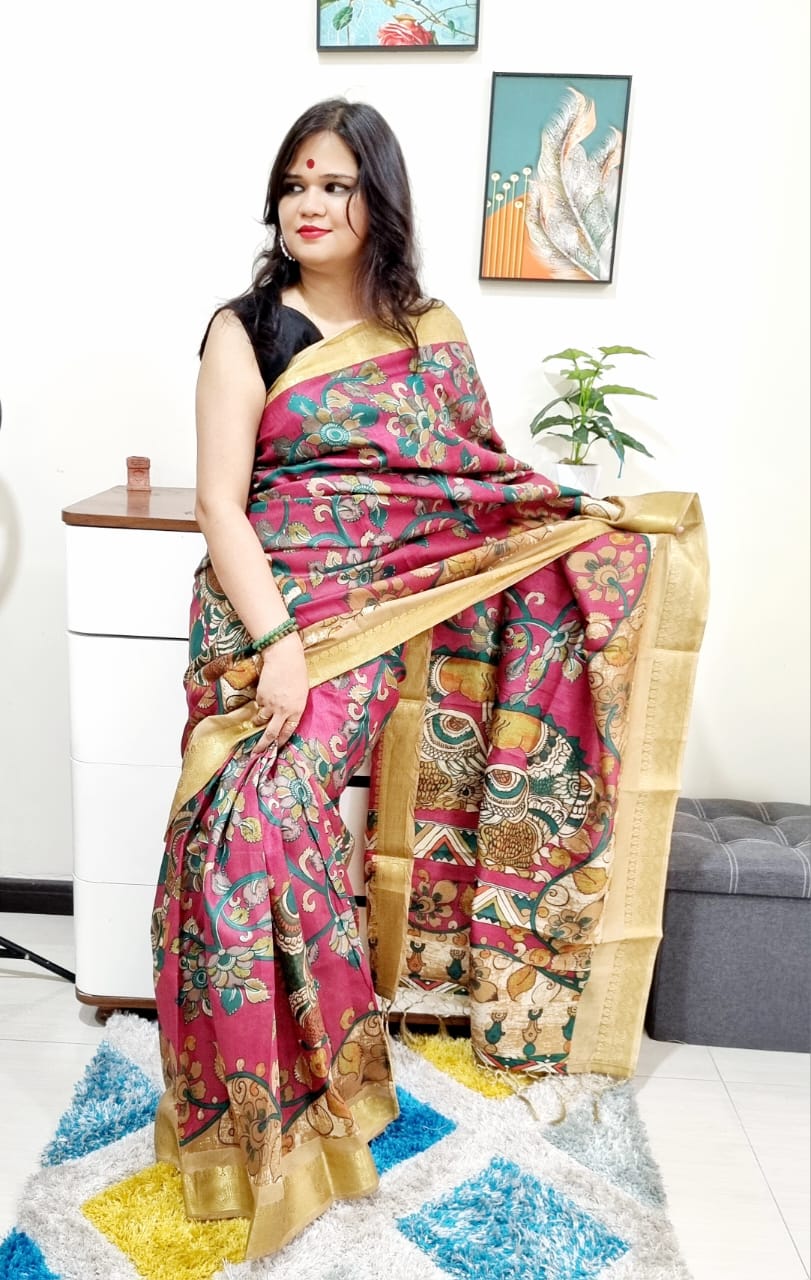 Kalamakari Print Chanderi silk saree