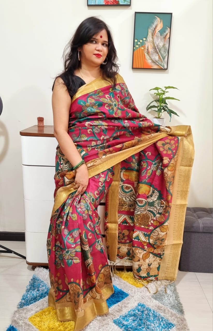 Kalamakari Print Chanderi silk saree