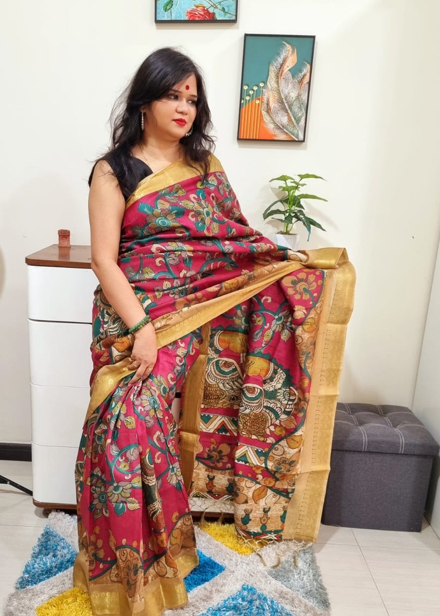 Kalamakari Print Chanderi silk saree