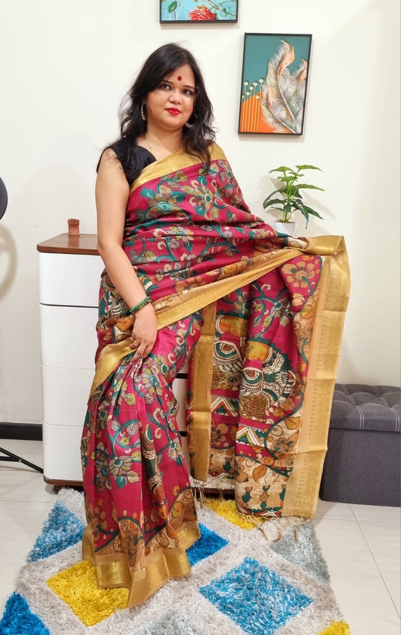 Kalamakari Print Chanderi silk saree