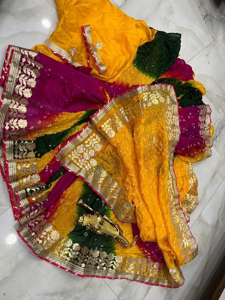 Multicolor bandhani saree