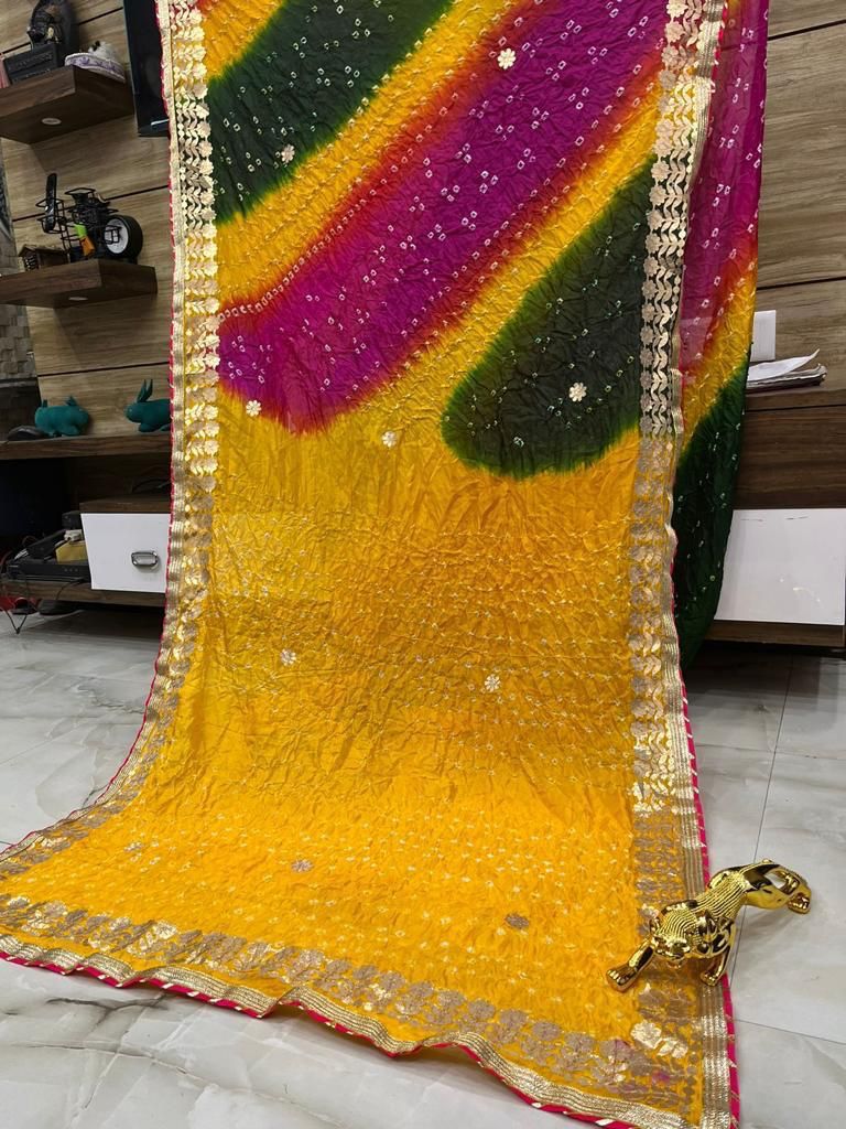 Multicolor bandhani saree