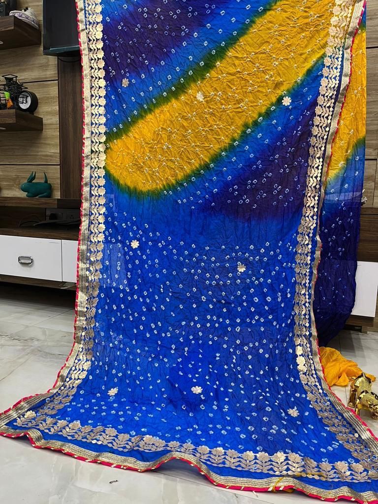 Multicolor bandhani saree